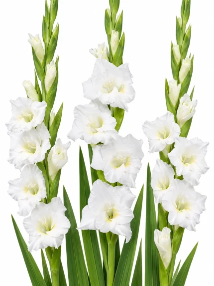 Gladiolus Argenta — beyaz arka planda çiçek