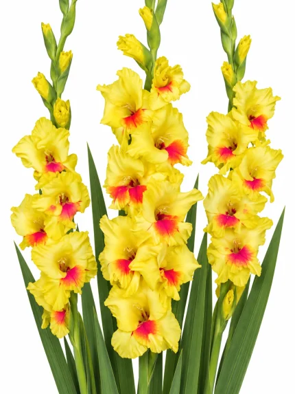 Gladiolus Jester — beyaz arka planda çiçek