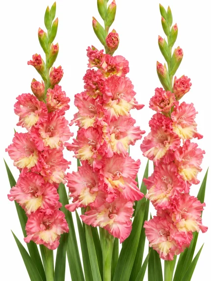 Gladiolus Mango Muse — beyaz arka planda çiçek