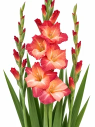Gladiolus Ocaso — beyaz arka planda çiçek