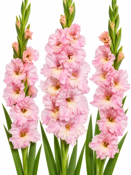 Gladiolus Pink Lightning — beyaz arka planda çiçek