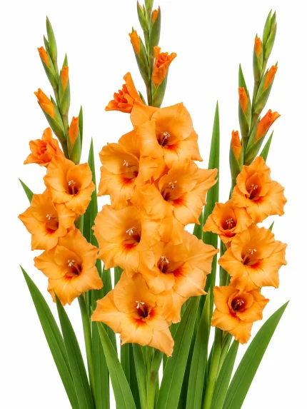 Gladiolus Prince Of Orange — beyaz arka planda çiçek